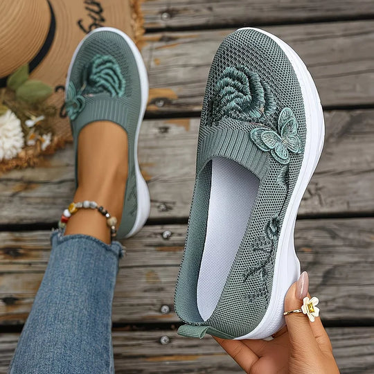 Carolyn - Butterfly Embroidered Loafers